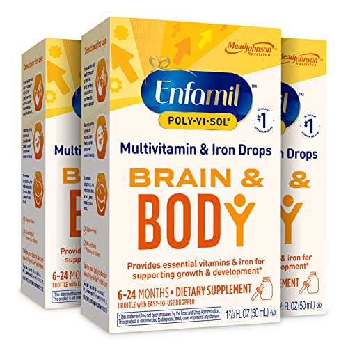 Enfamil Baby Vitamin Poly-Vi-Sol with Iron Multivitamin Supplement Drops for Infants and Toddlers, 50 mL dropper Bottle, Pack of 3