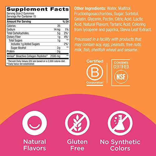 OLLY Collagen Gummy Rings, 2.5g of Clinically Tested Collagen, Boost Skin Elasticity & Reduce Wrinkles, Adult Supplement, Peach Flavor, 30 Count - Image 5