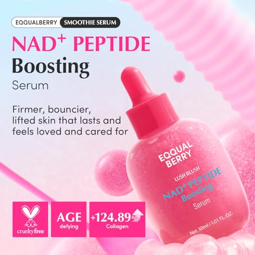 EQQUALBERRY NAD+ Peptide Boosting Smoothie Serum – Anti-Aging Korean Skin Care with 5 Ceramides & Vegan Collagen, Hydrating Antioxidant Serum for Firmness, Wrinkles & Radiant Glow (1.01oz / 30ml) - Image 3
