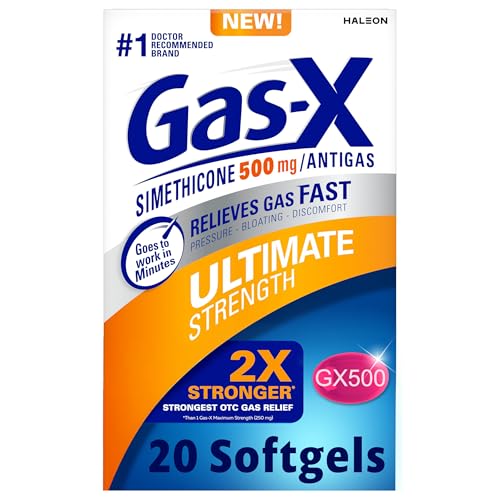 Gas-X Ultimate Strength Gas Relief Softgels with Simethicone 500 mg, Fast Bloating Relief, Anti-Gas,