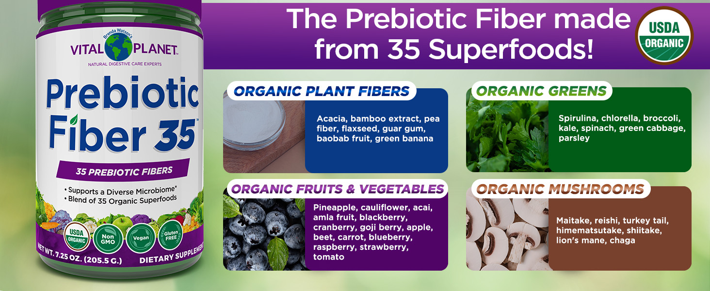 Fiber Powder Organic Daily Dietary Supplement Soluble Insoluble Flax Pea Hemp gut intestinal doctor