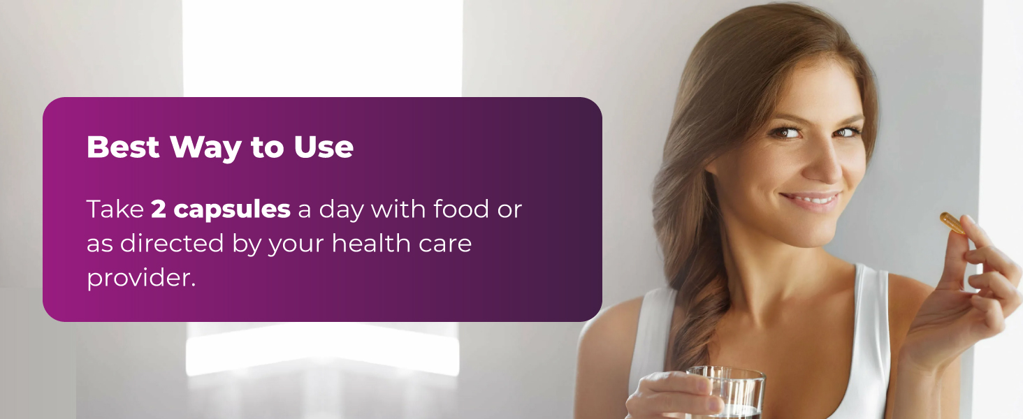 easy to swallow capsules, just 2 capsules a day for healthy immune support &amp;amp; heart health support