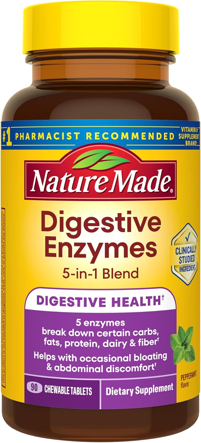 Nature Made Digestive Enzymes 5-in-1 Blend, 90 Chewable Tablets