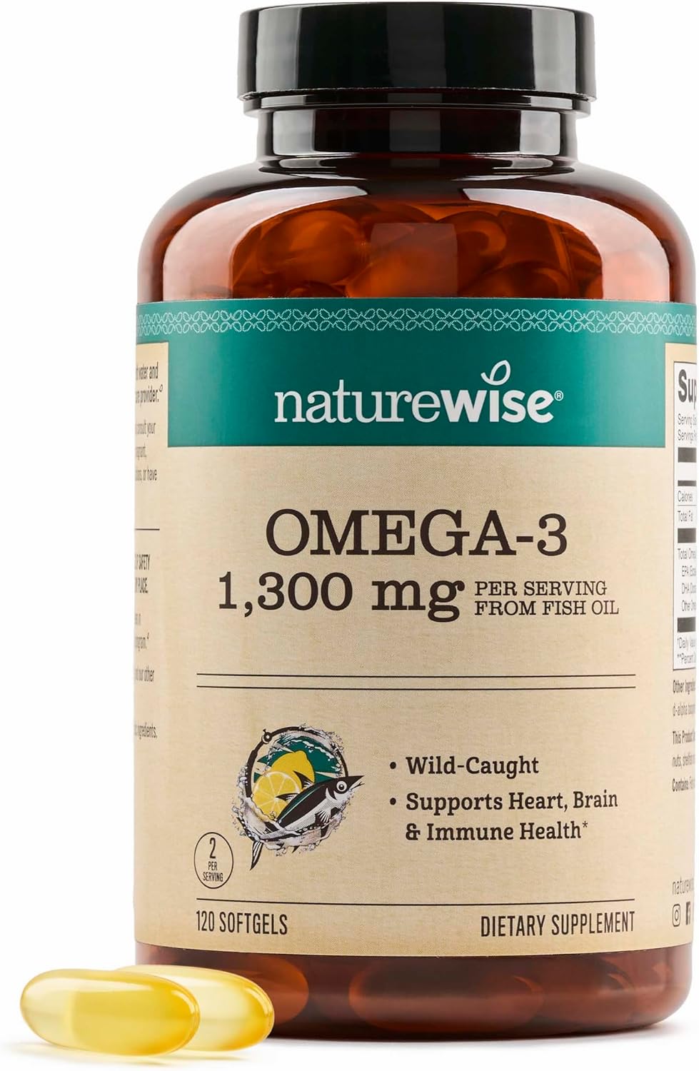 NatureWise Ultra Omega 3 Fish Oil 2200 mg – 1300 mg Omega-3 – Triglyceride Form – Lemon