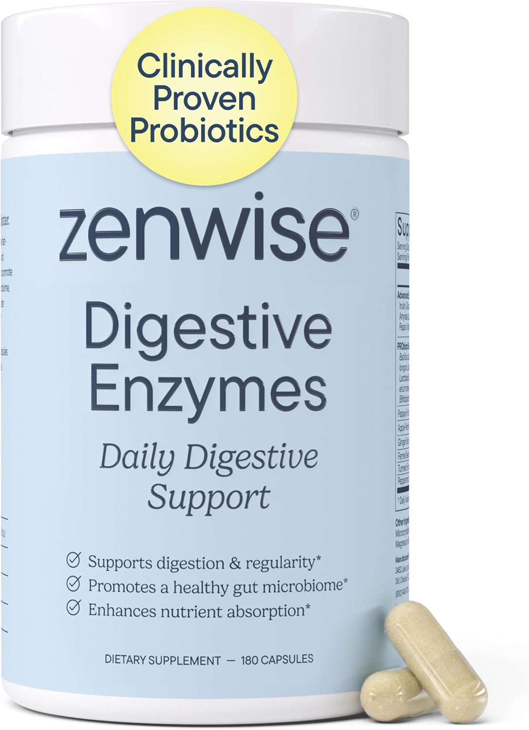 Zenwise Health Digestive Enzymes, Probiotics, for Gut Health Bloat – 180 CT