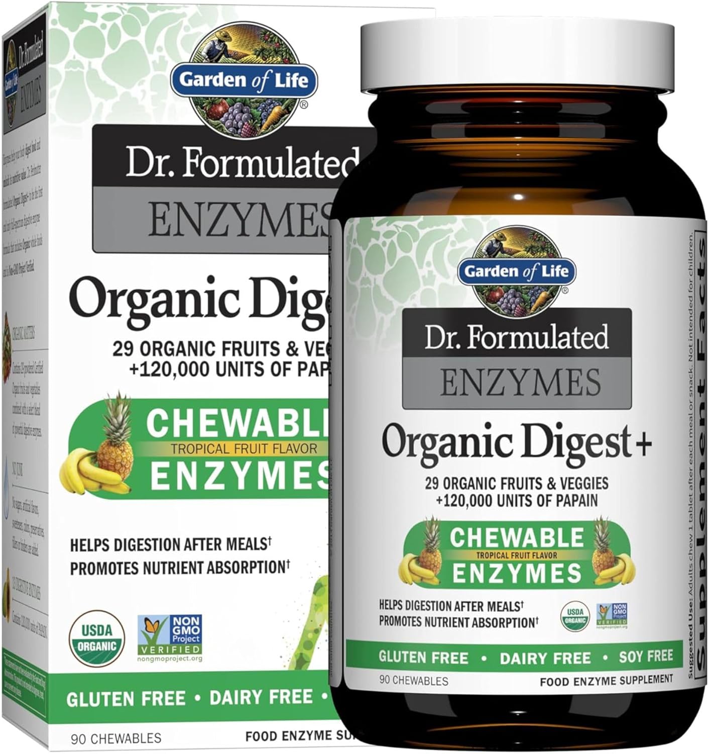 Garden of Life Dr. Formulated Digest+ Enzymes with Papain & Bromelain, 90ct