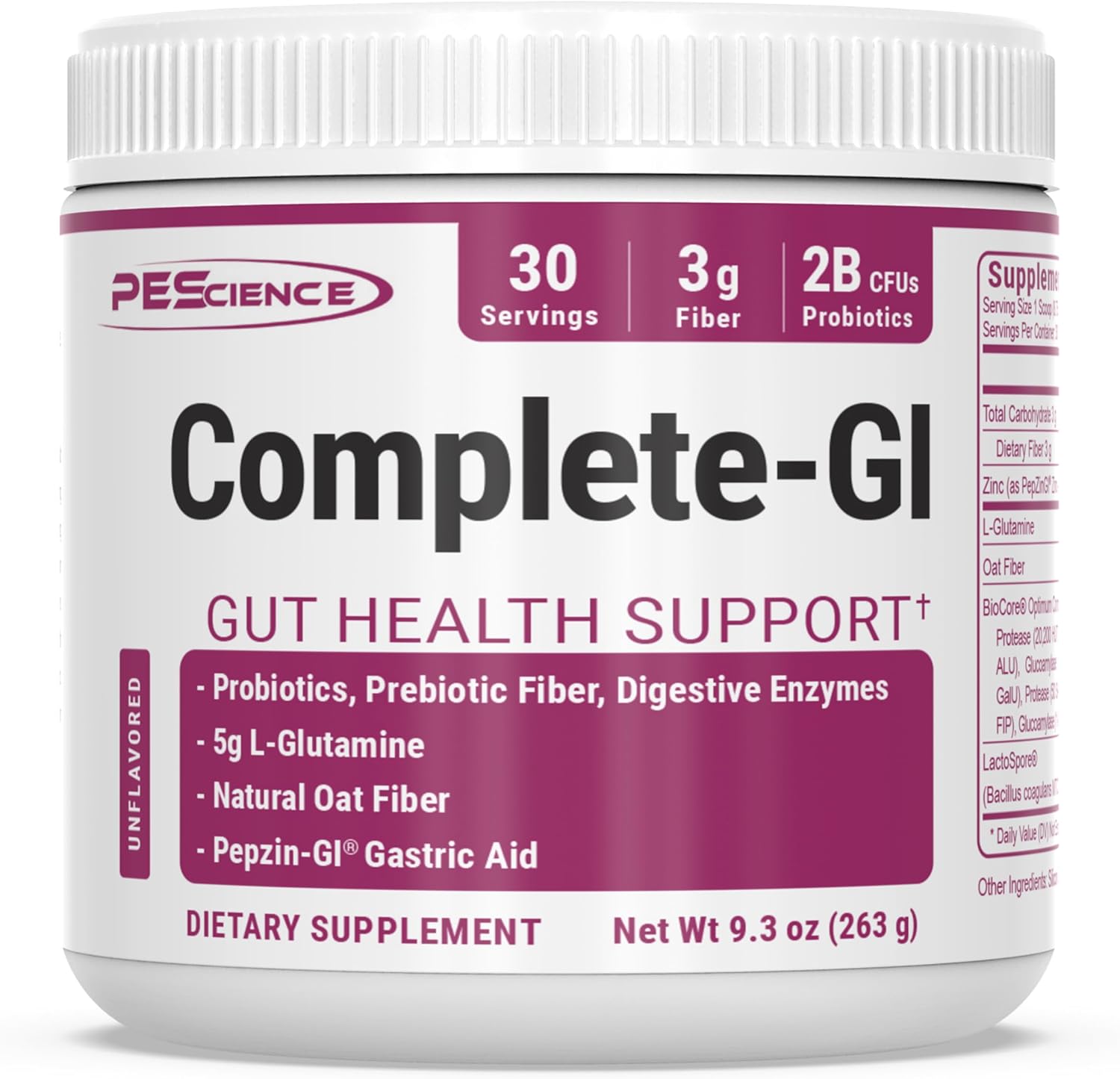 PEScience Complete-GI Gut Health Powder, Unflavored, 30 Servings