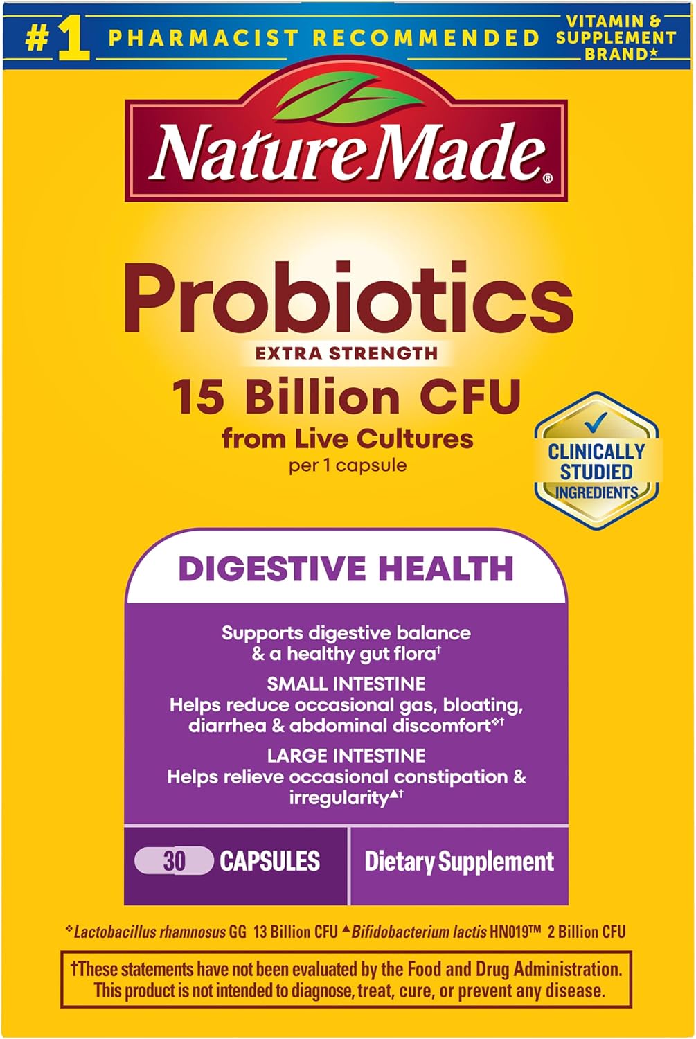 Nature Made Probiotics for Digestive Health, 30 Probiotic Capsules