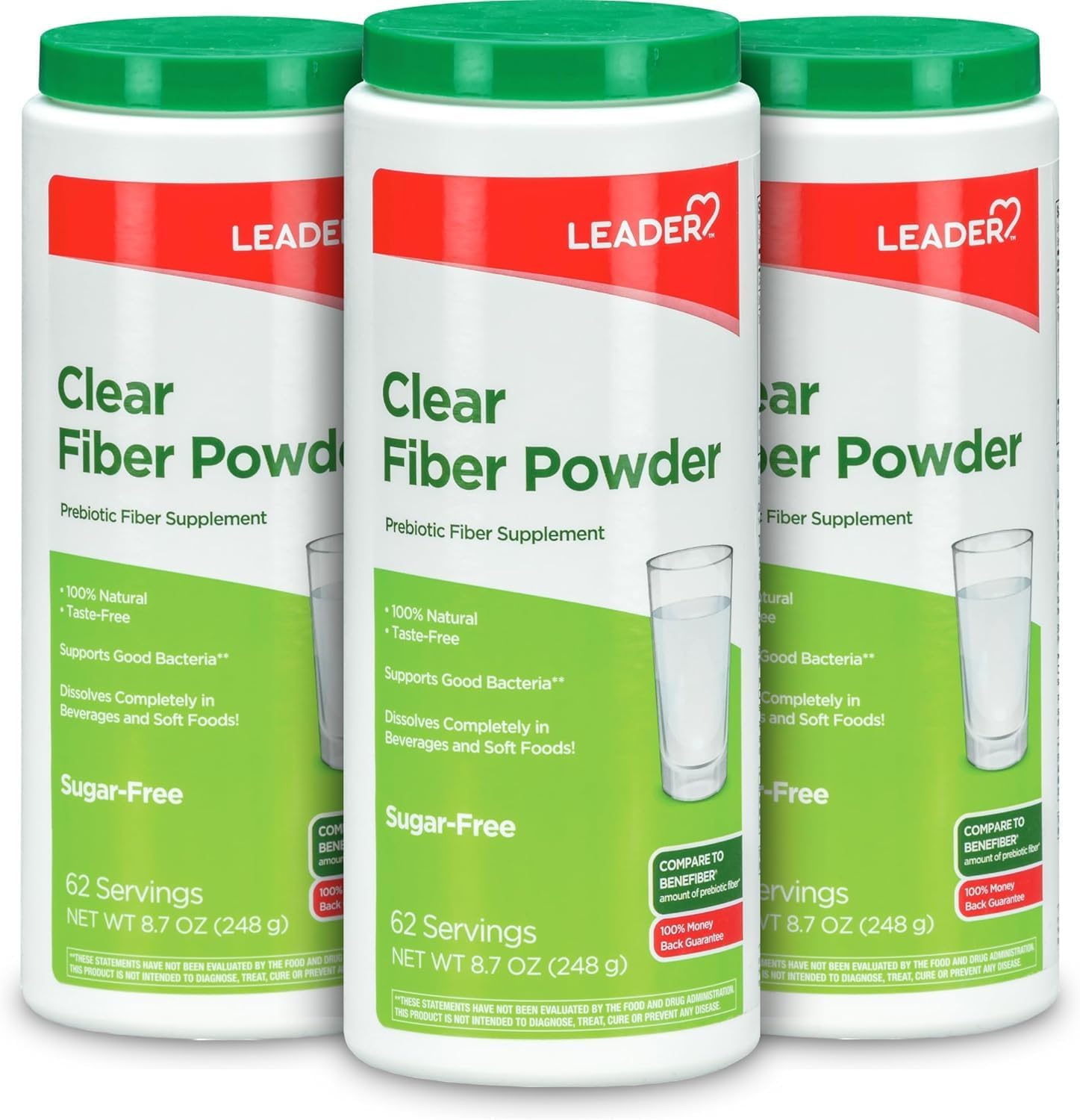 LEADER Prebiotic Fiber Supplement Powder, Soluble Wheat Dextrin, Dissolves Clear, Tasteless & Grit-Free,