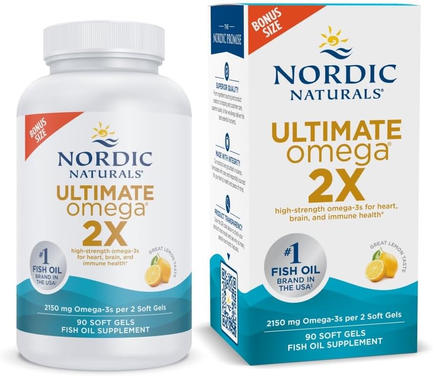 Nordic Naturals Ultimate Omega 2X, Lemon Flavor – 90 Soft Gels – 2150 mg Omega- High-Potency