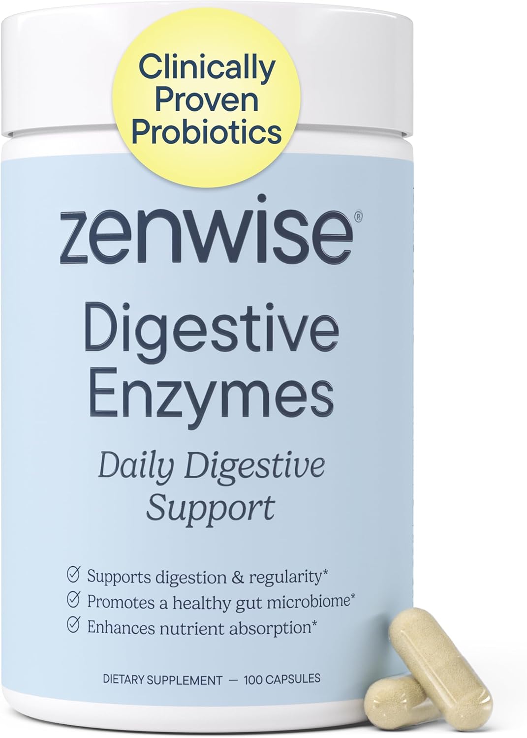 Zenwise Health Digestive Enzymes, Probiotics, for Gut Health Bloat – 100 CT