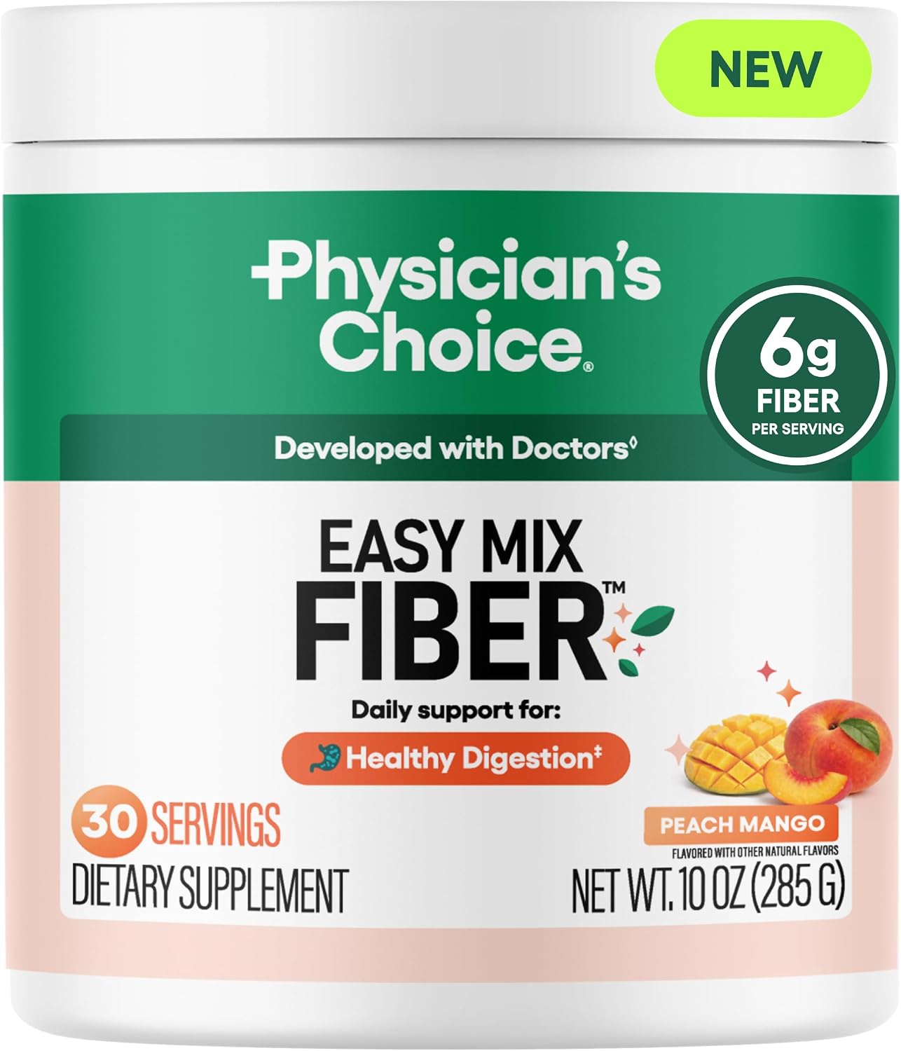 Physician’s CHOICE Easy Mix Fiber for GLP-1 Support – No Grit – Daily Prebiotic Soluble