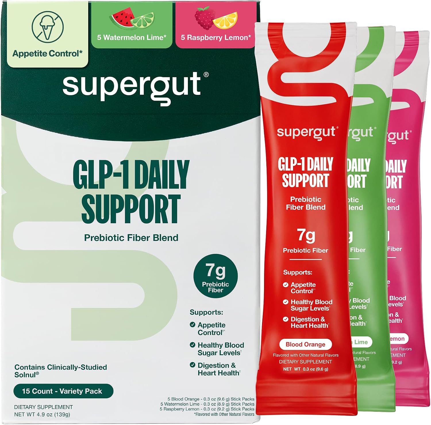 Supergut GLP1 Daily Support, Variety Pack – High Fiber GLP-1 Supplement Powder for Women &