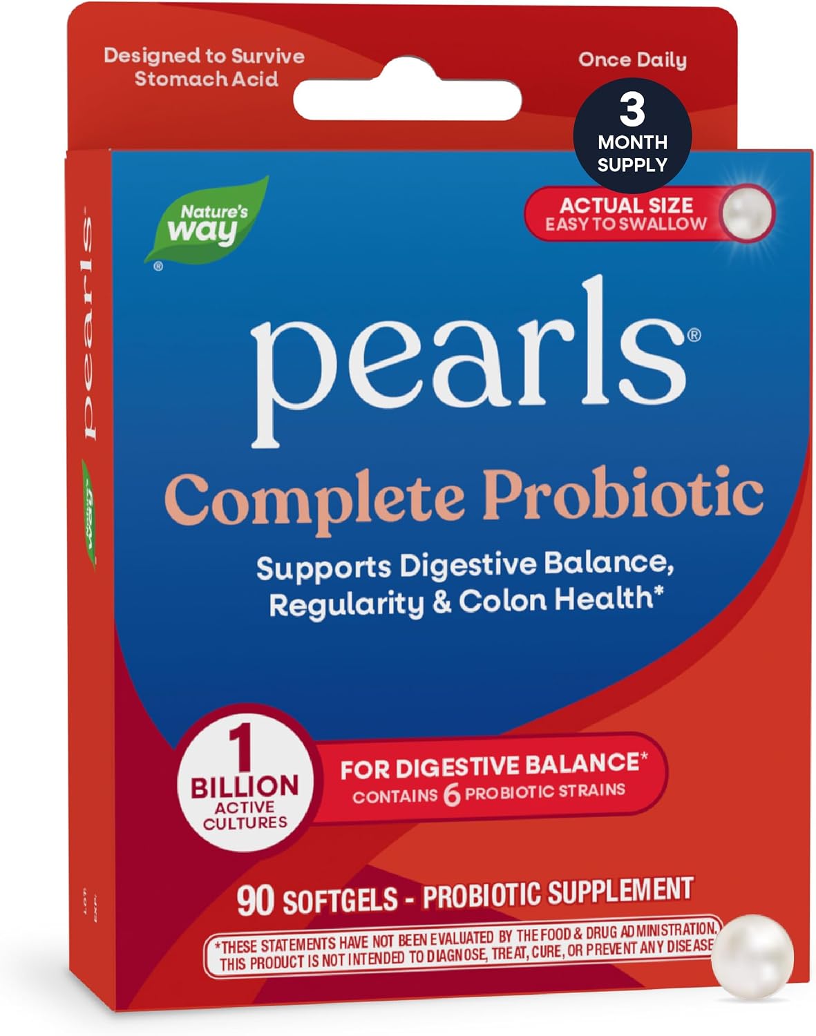 Nature’s Way Pearls Complete Probiotic Softgels, 1 Billion CFU, 90 ct