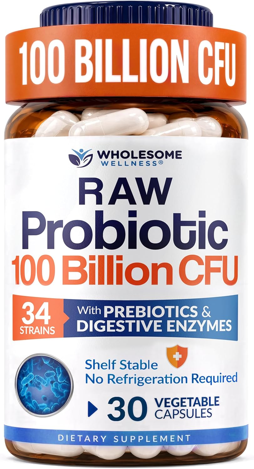 Wholesome Wellness Organic Raw Probiotics 100 Billion CFU, Dr Formulated for Women and Men, Complete