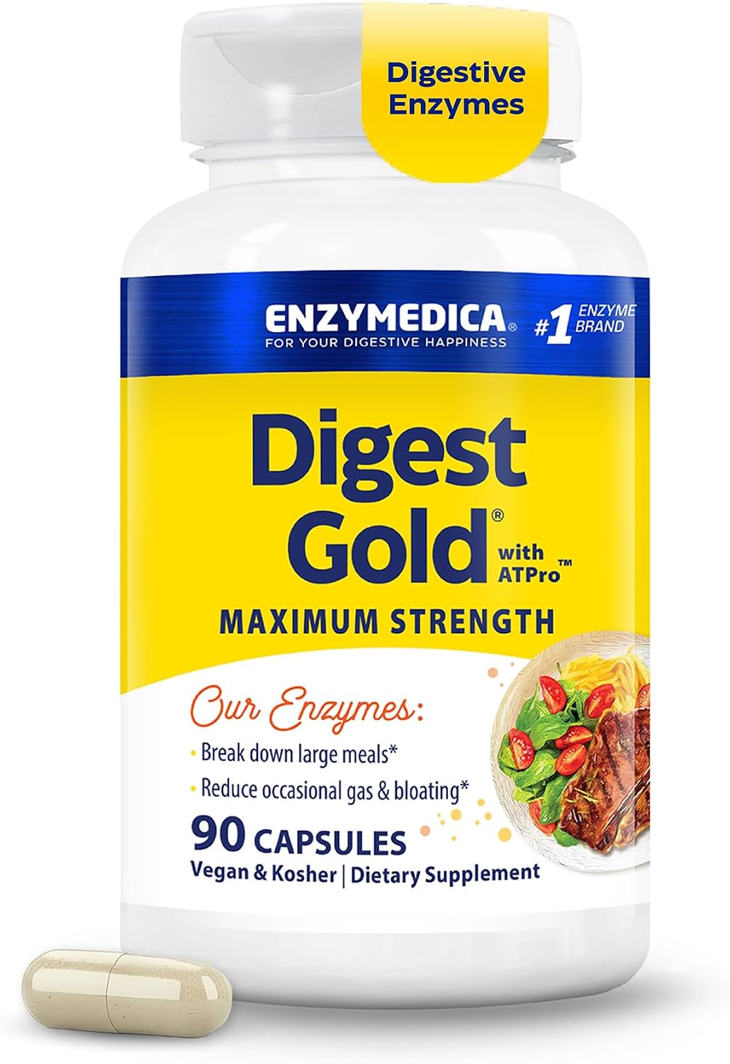Enzymedica Digest Gold, Maximum Strength, ATPro Energy Support – 90 Caps