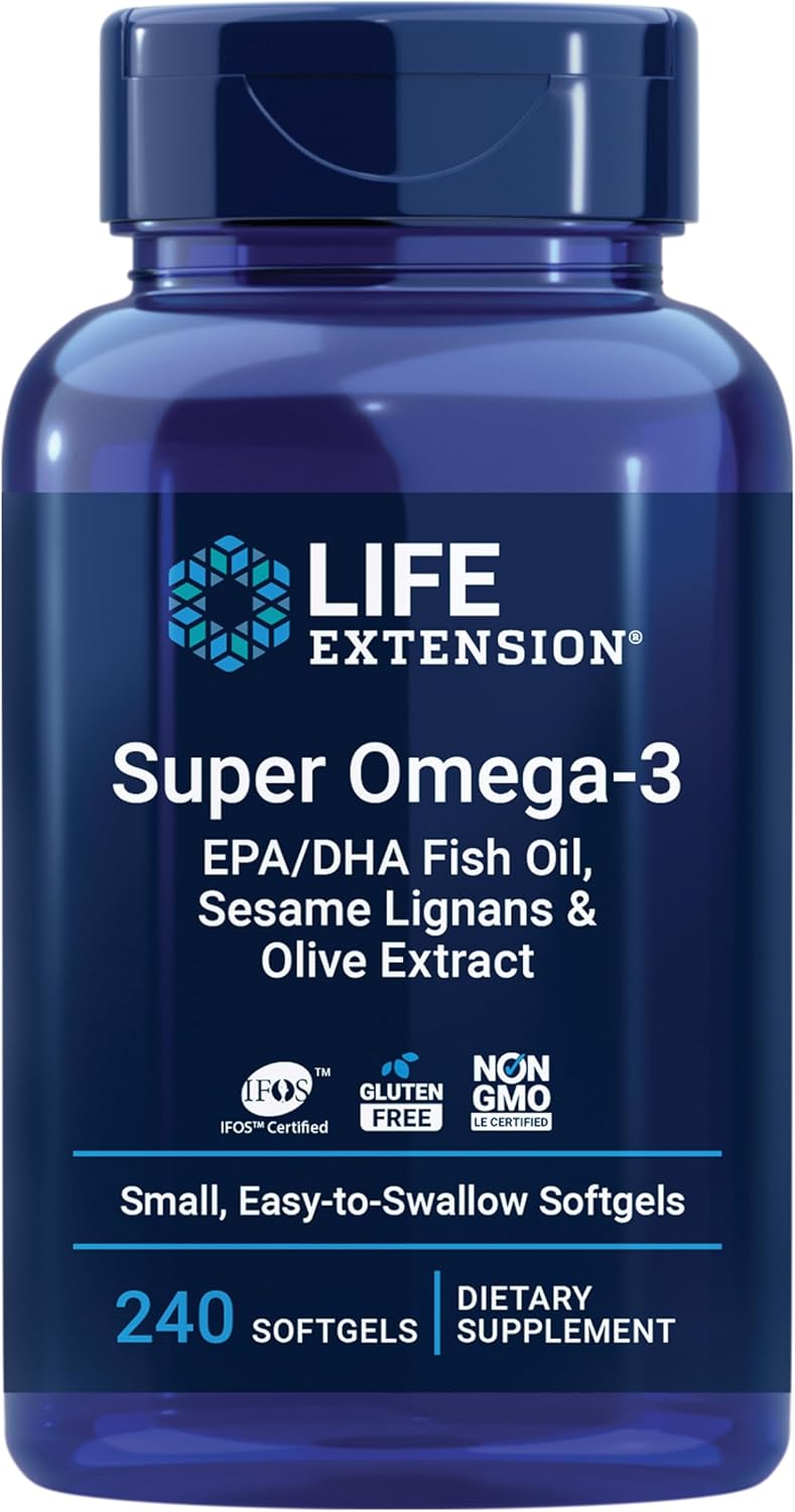 Life Extension Super Omega-3 EPA/DHA Fish Oil, Heart Health, 240 Softgels