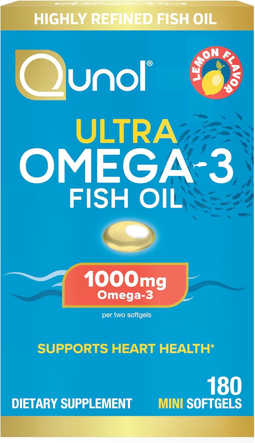 Qunol Ultra Omega-3 Fish Oil Mini Softgels, 1000mg EPA + DHA, 180ct