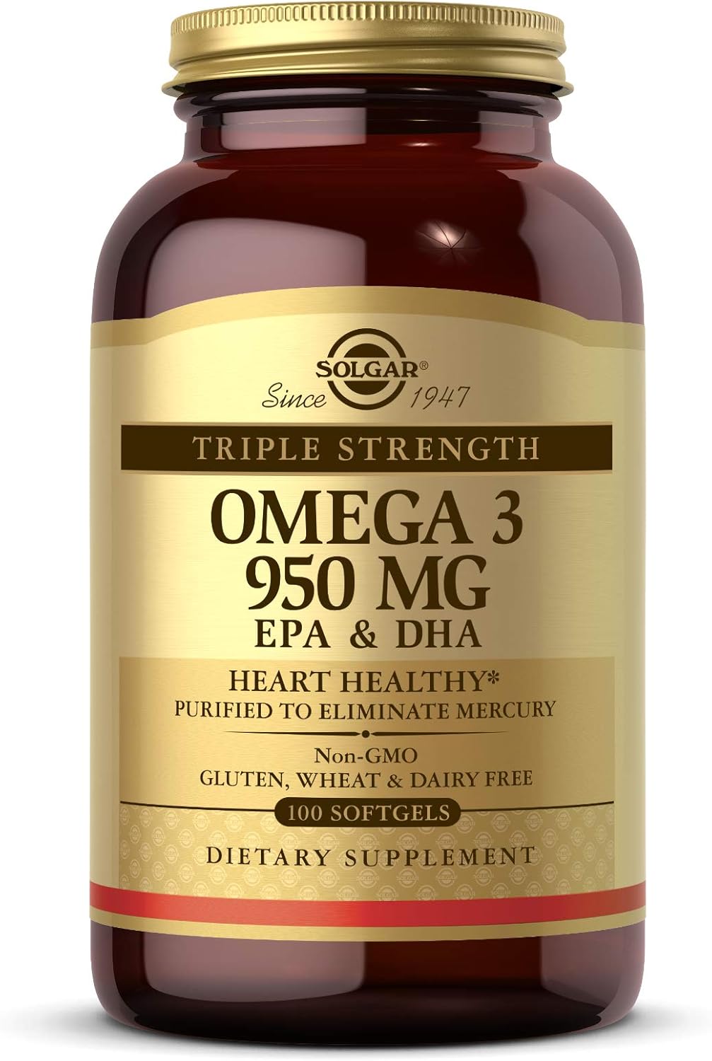 Solgar Triple Strength Omega-3 950 mg, 100 Softgels – Supports Cardiovascular, Joint & Skin