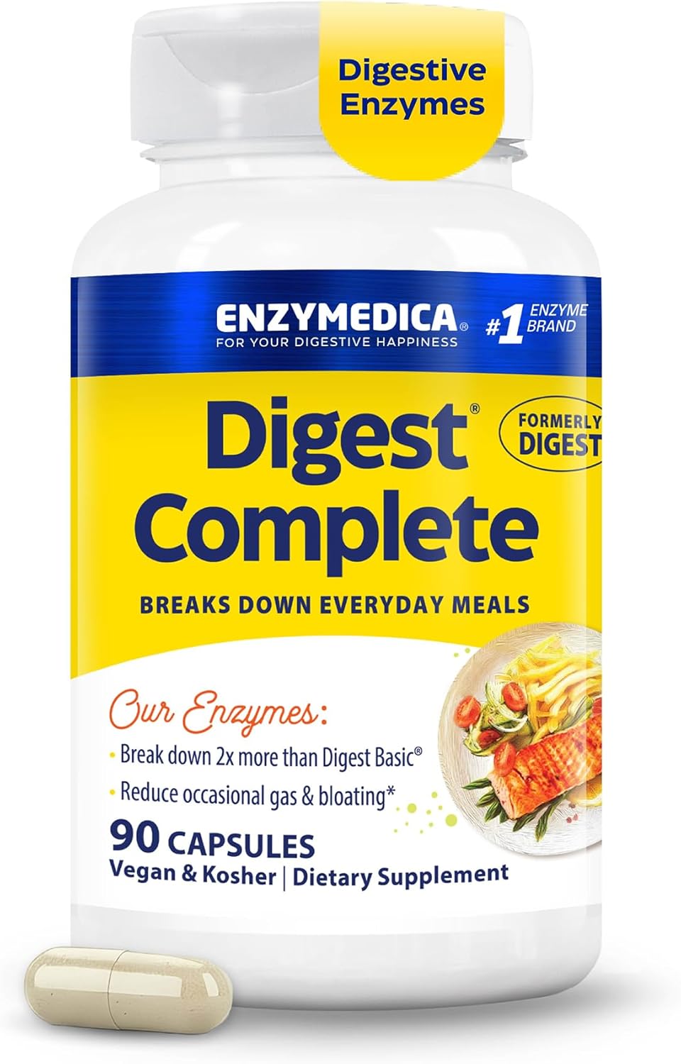 Enzymedica Digest Complete – Helps Gas & Bloating – 90 Caps