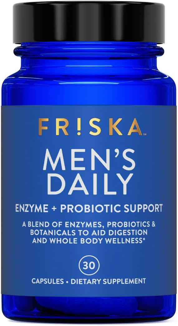 Friska Men’s Daily Digestive Enzymes for Men – Bloating & Gas Support with Probiotics, Helps