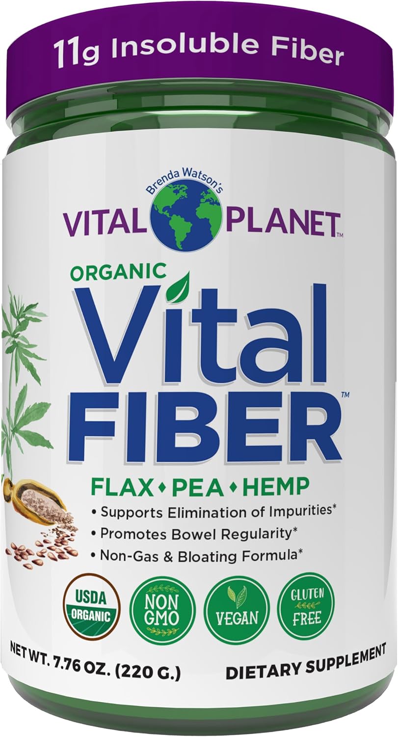 Vital Planet – Vital Fiber Powder, Soluble and Insoluble Fiber Supplement with Flax, Pea and Hemp,