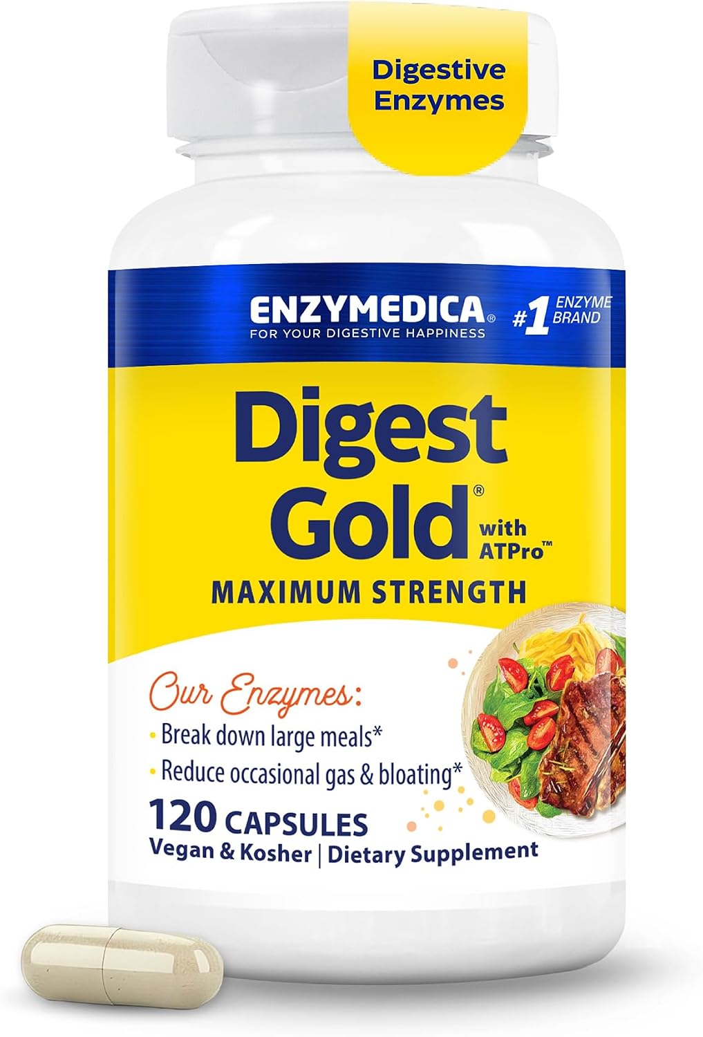 Enzymedica Digest Gold, Maximum Strength, ATPro Energy Support – 120 Caps