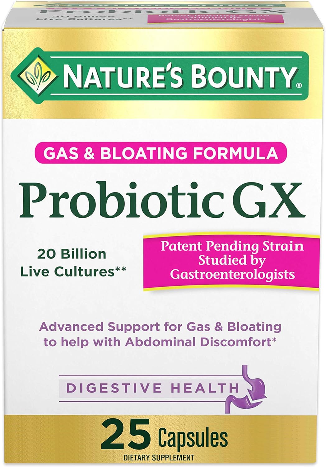 Nature’s Bounty Probiotic GX, Helps with Occasional Gas and Bloating, Dietary Supplement, Digestive