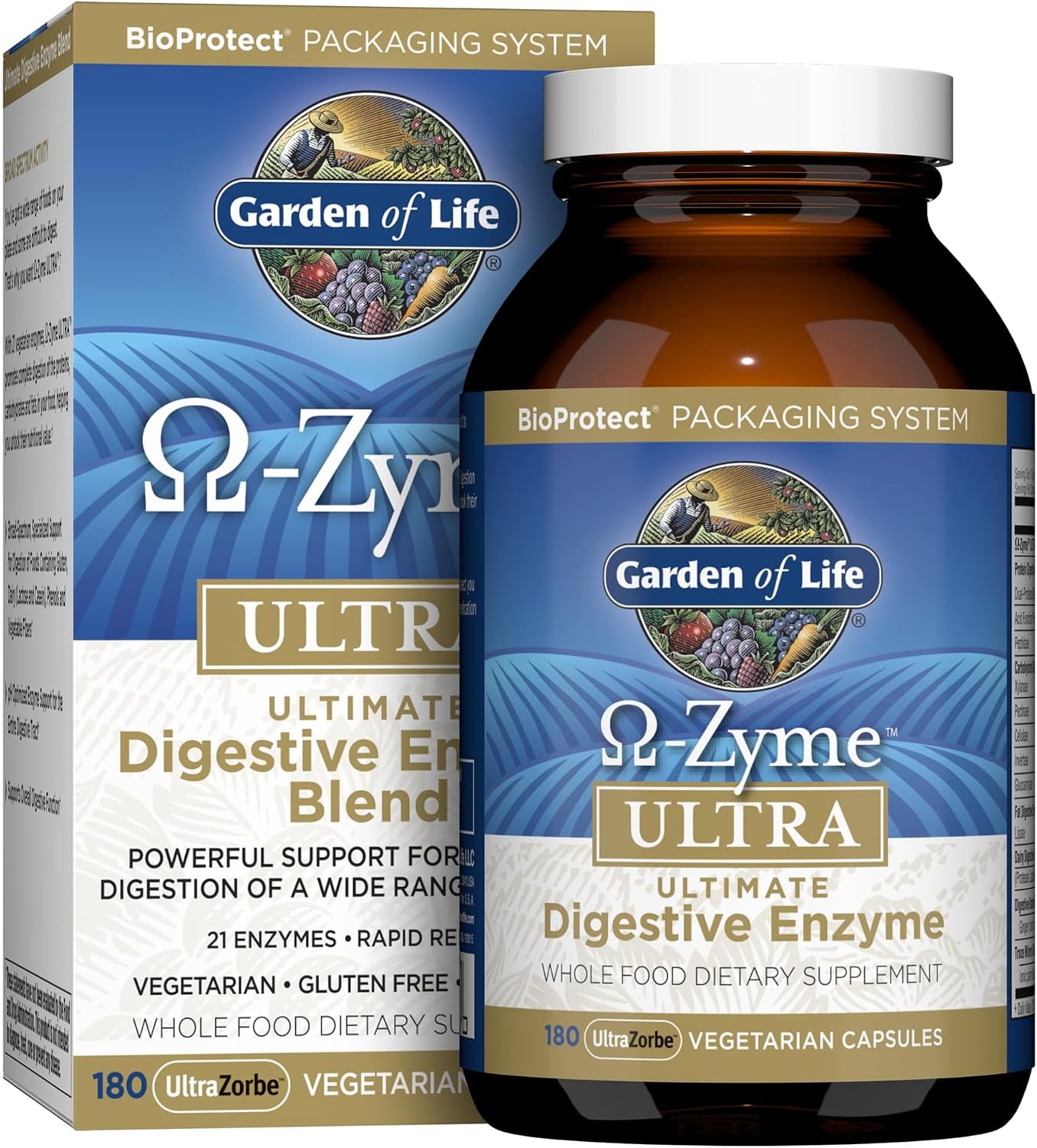 Garden of Life Omega-Zyme ULTRA, Enzymes for Digestion, 180 Capsules