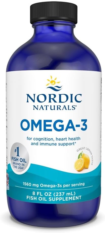 Nordic Naturals Omega-3, Lemon Flavor – 8 oz – 1560 mg Omega-3 – Fish Oil – EPA