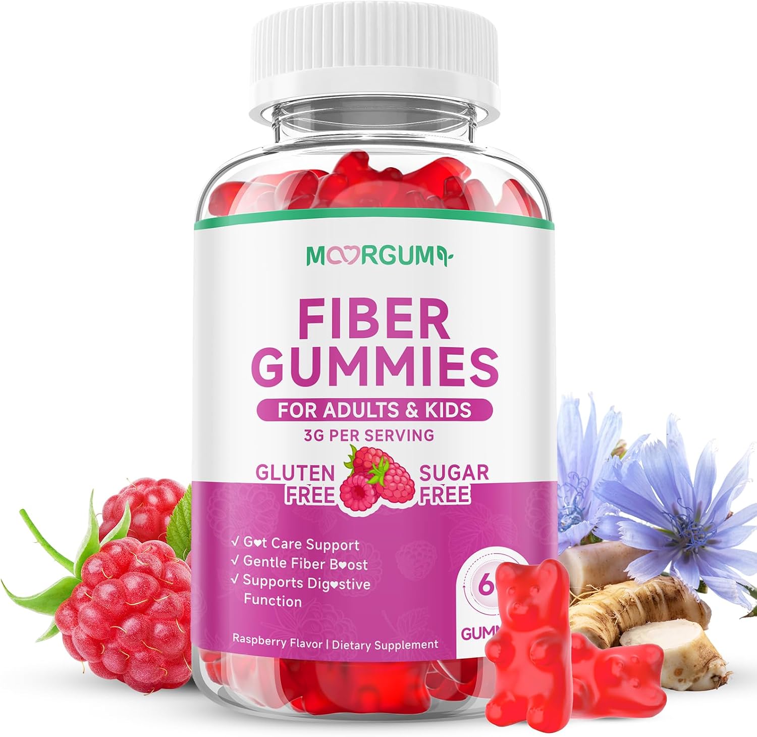 Fiber Gummies for Digestive Health & Regularity, Sugar-Free High Fiber Supplement for Adults &