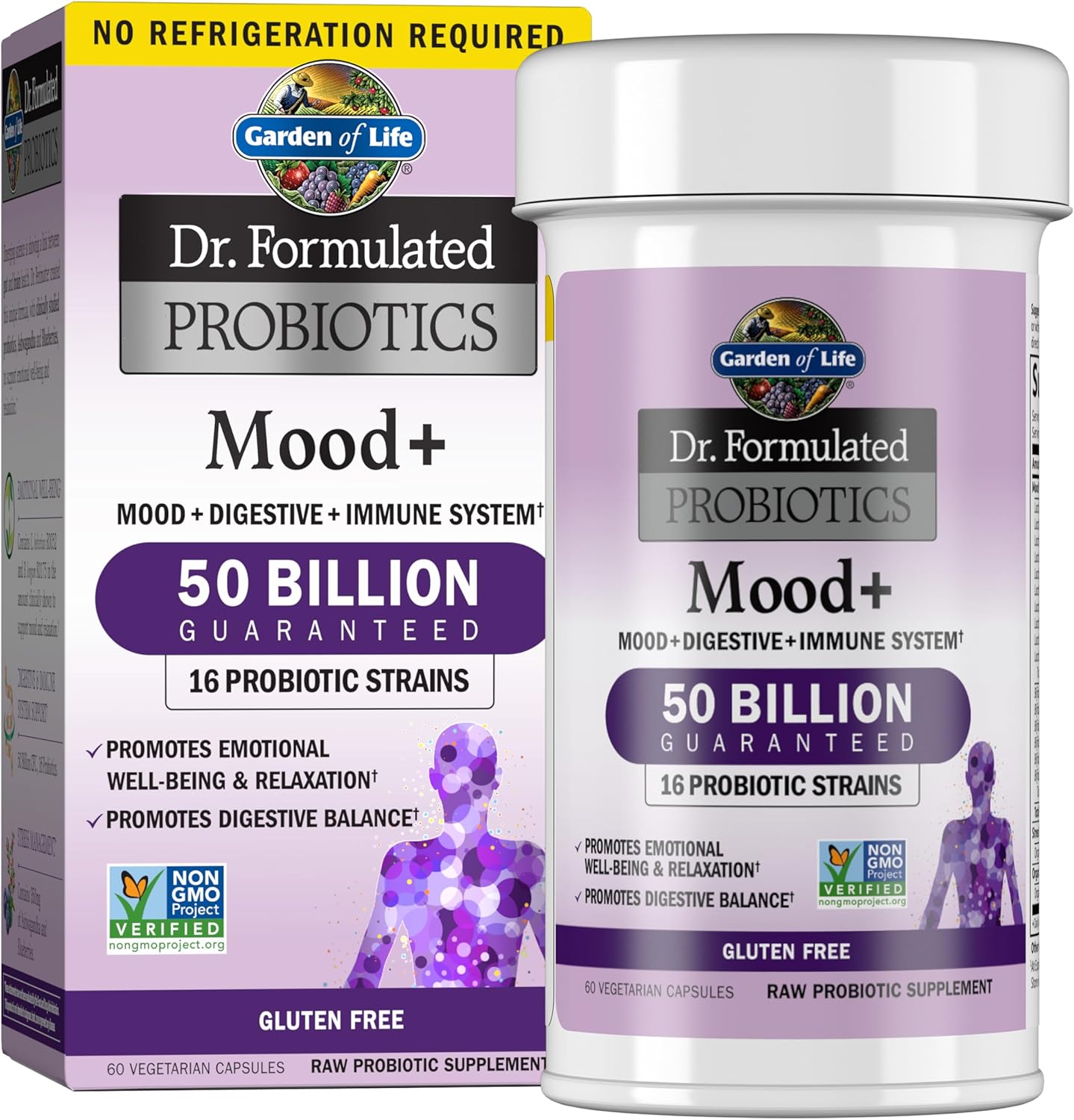 Garden of Life Dr. Formulated Mood+ Probiotic, 50 Billion CFU, Shelf Stable