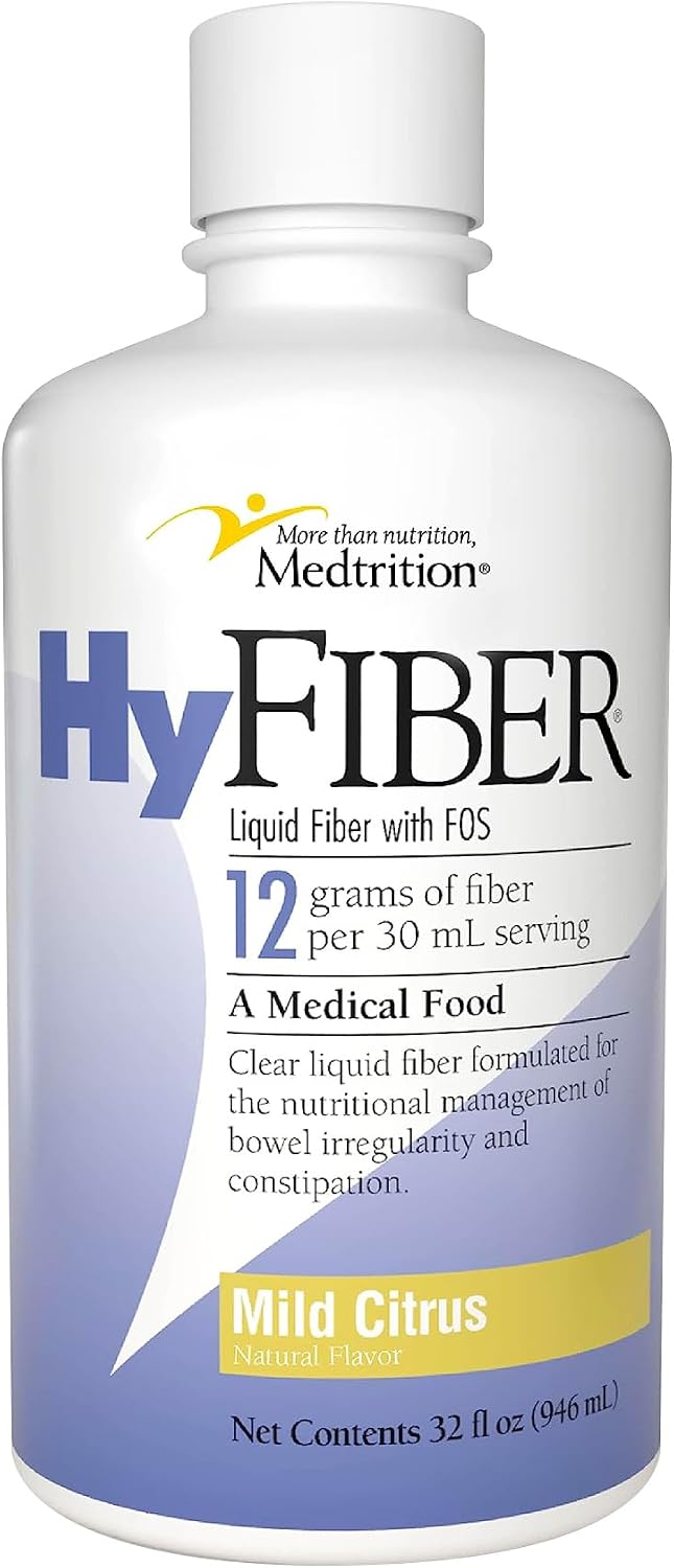 Medtrition HyFiber Daily Liquid Fiber for Regularity and Soft Stools, 12 Grams Soluble Fiber, 32 fl oz