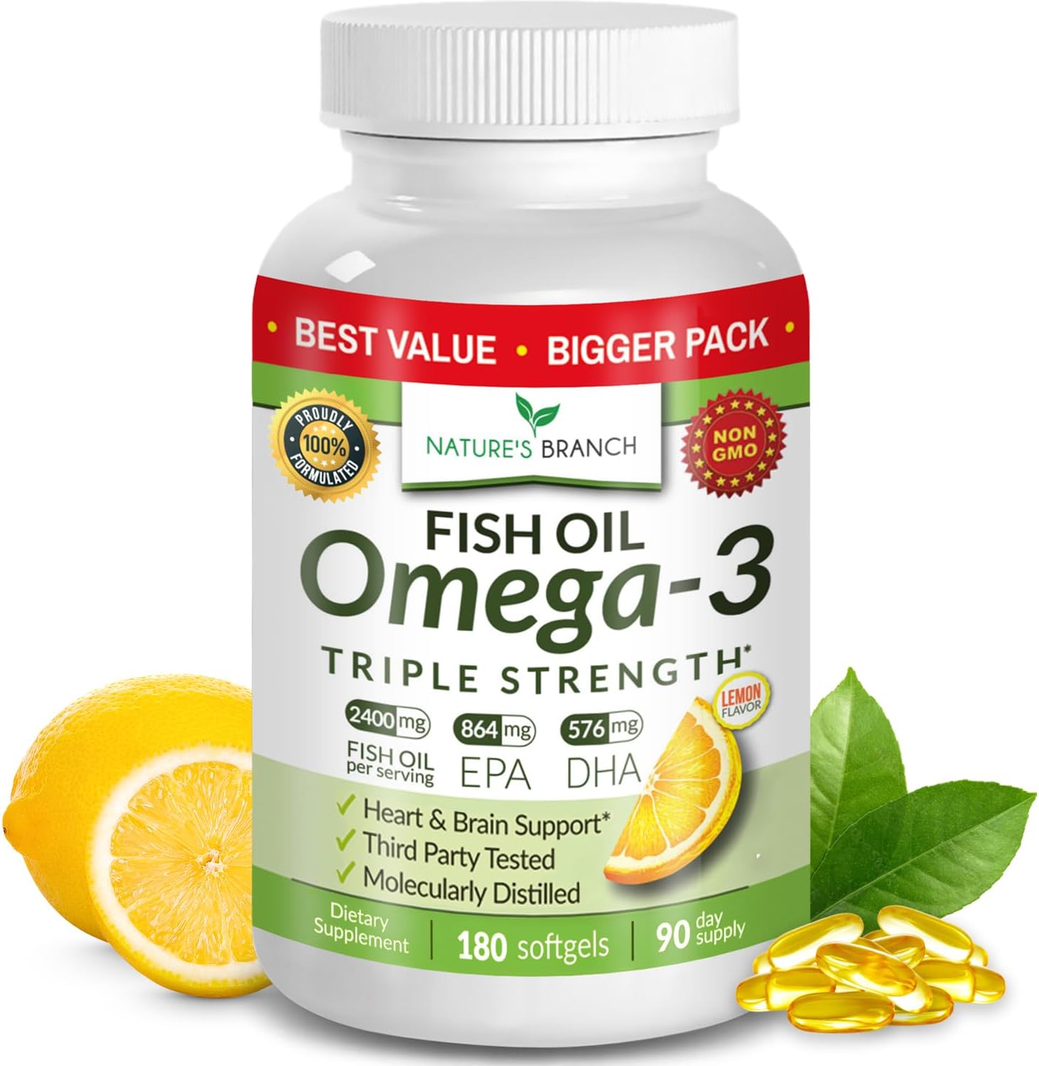 Triple Strength Omega 3 Fish Oil for Heart Health, Brain & Eyes – Burpless