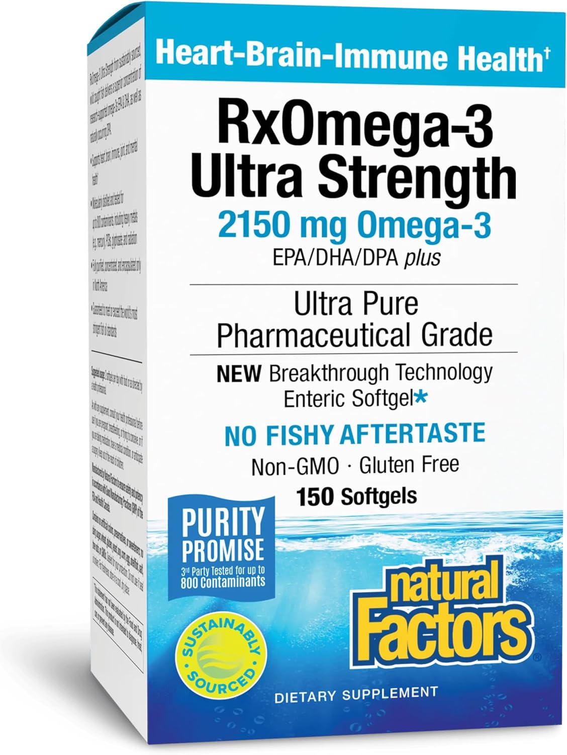 Natural Factors RxOmega-3 Ultra Strength 2,150 mg Fish Oil, 150 Softgels
