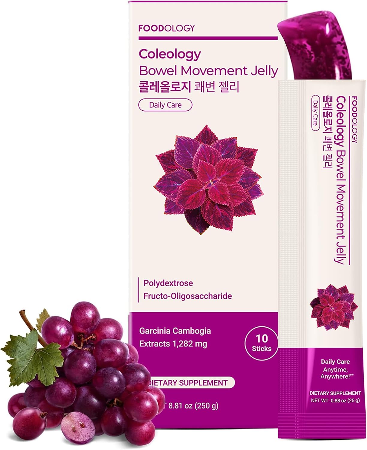 FOODOLOGY Coleology Bowel Movement Jelly, Grape & Prune, 10 Sticks