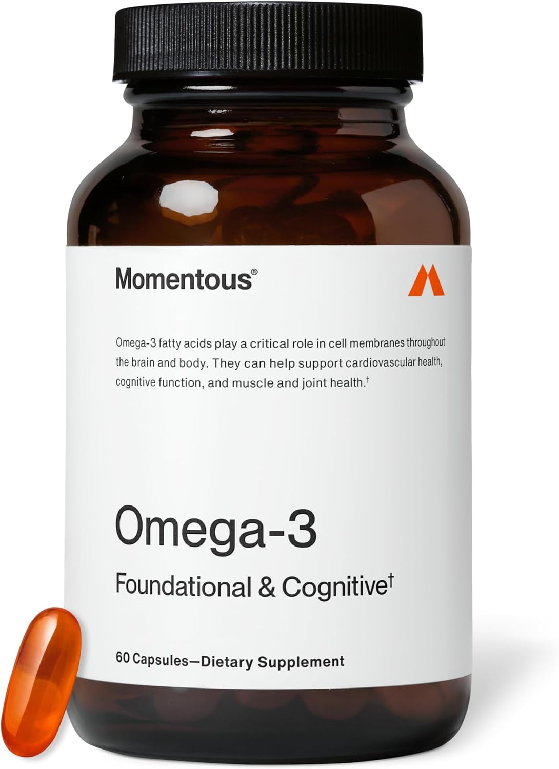 Momentous Omega-3 Fish Oil, EPA & DHA Supplement, No Aftertaste, 1,600mg