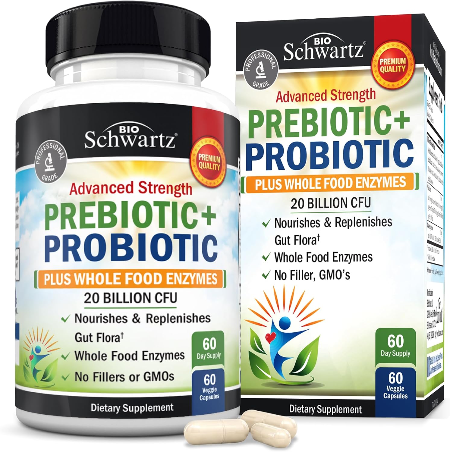 Advanced Prebiotics & Probiotics for Women & Men, 60 Capsules