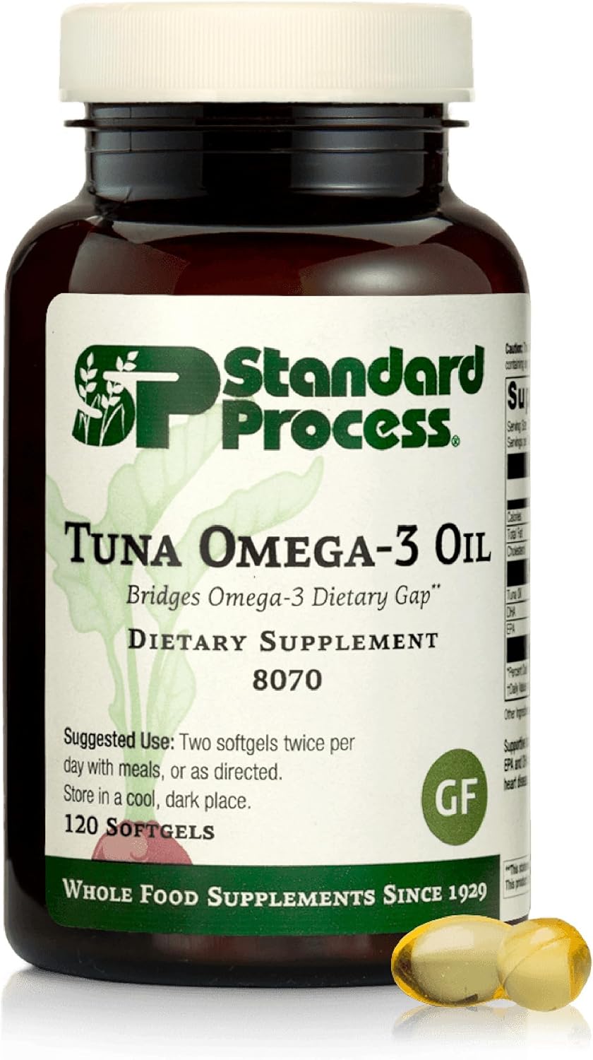 Standard Process Tuna Omega-3 Oil, Brain & Eye Health Support, 120 Softgels