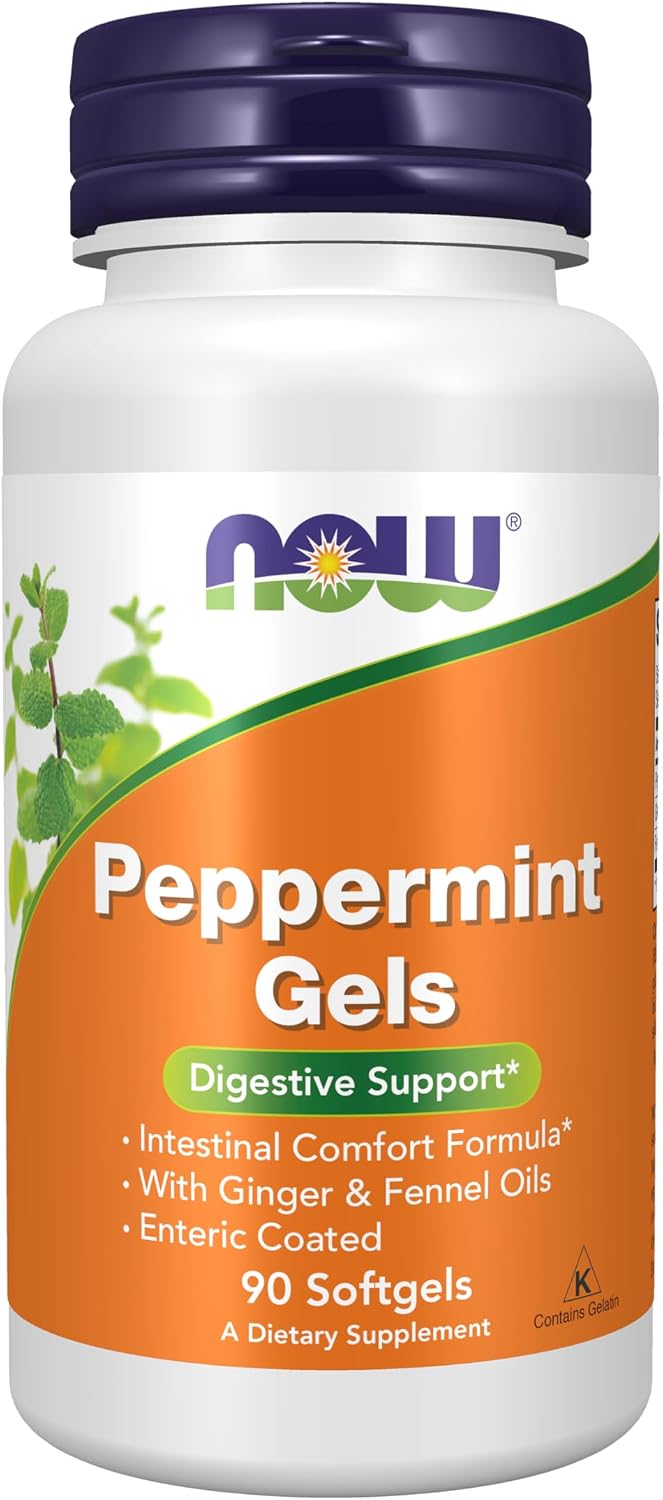 NOW Foods Supplements, Peppermint Gels with Ginger & Fennel Oils, Enteric Coated, Digestive Support*,