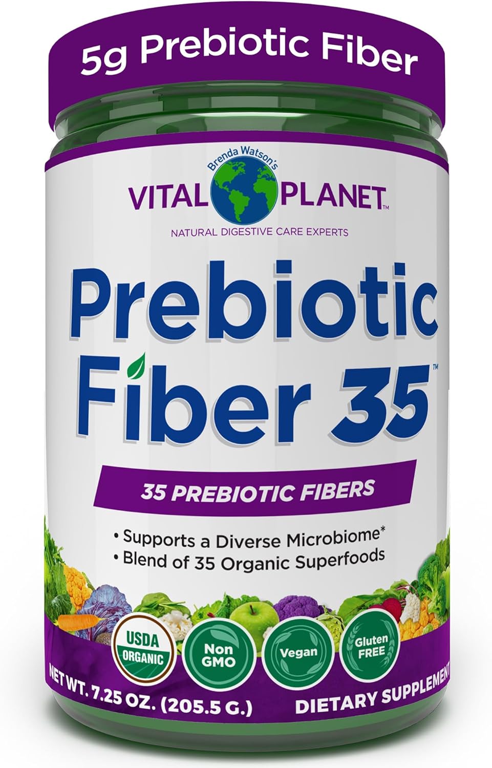 Vital Planet – Fiber 35 Powder Diverse Fiber Supplement for Dietary Support and Occasional Constipation