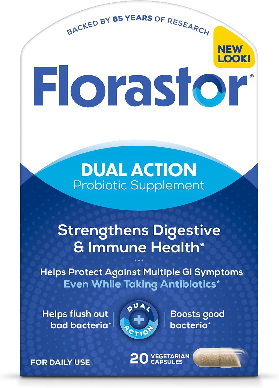 Florastor Probiotic for Digestive and Immune Health, 20 Capsules