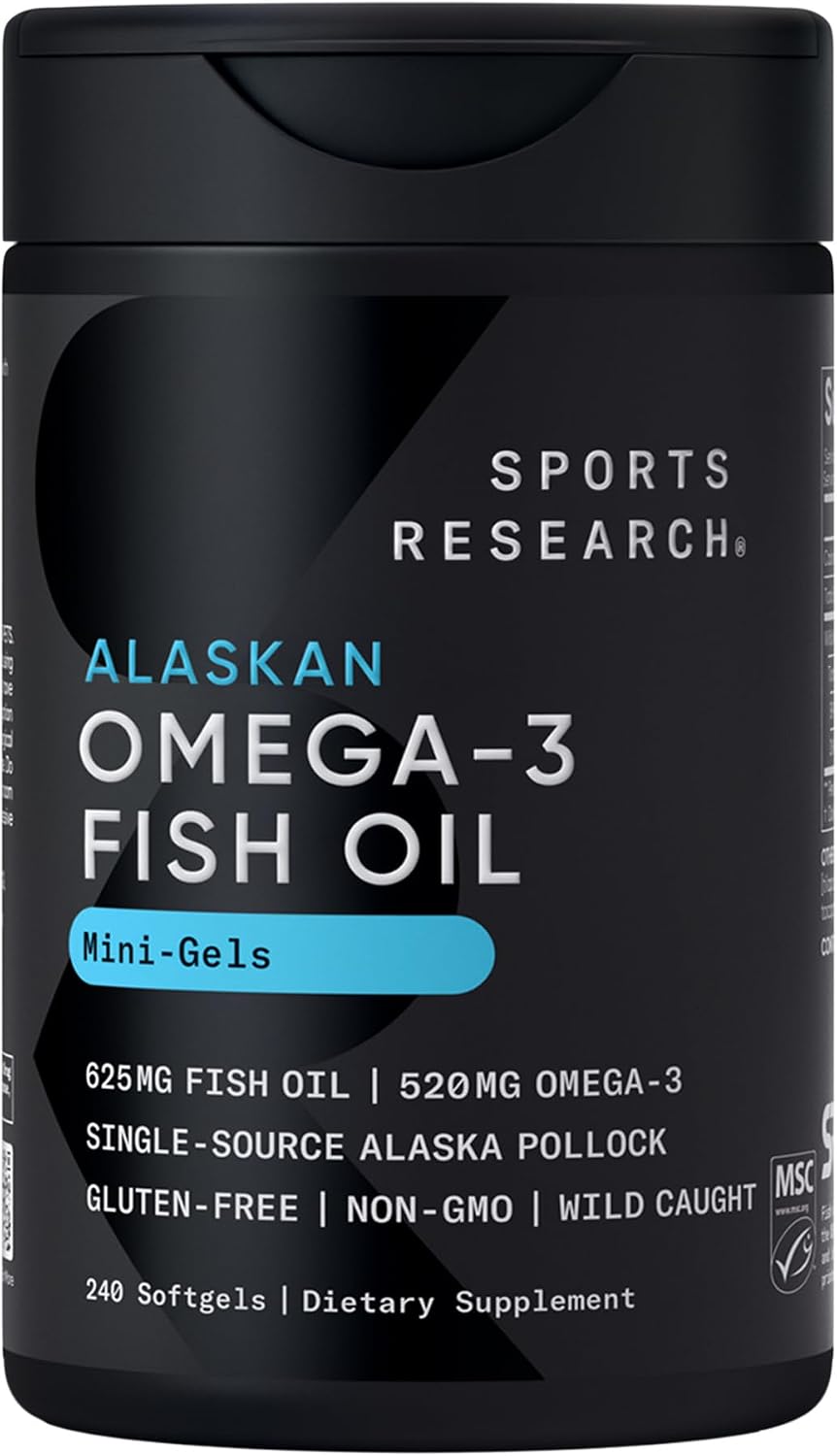Sports Research® Omega-3 Fish Oil Minis from Wild Alaska Pollock, 240 Count