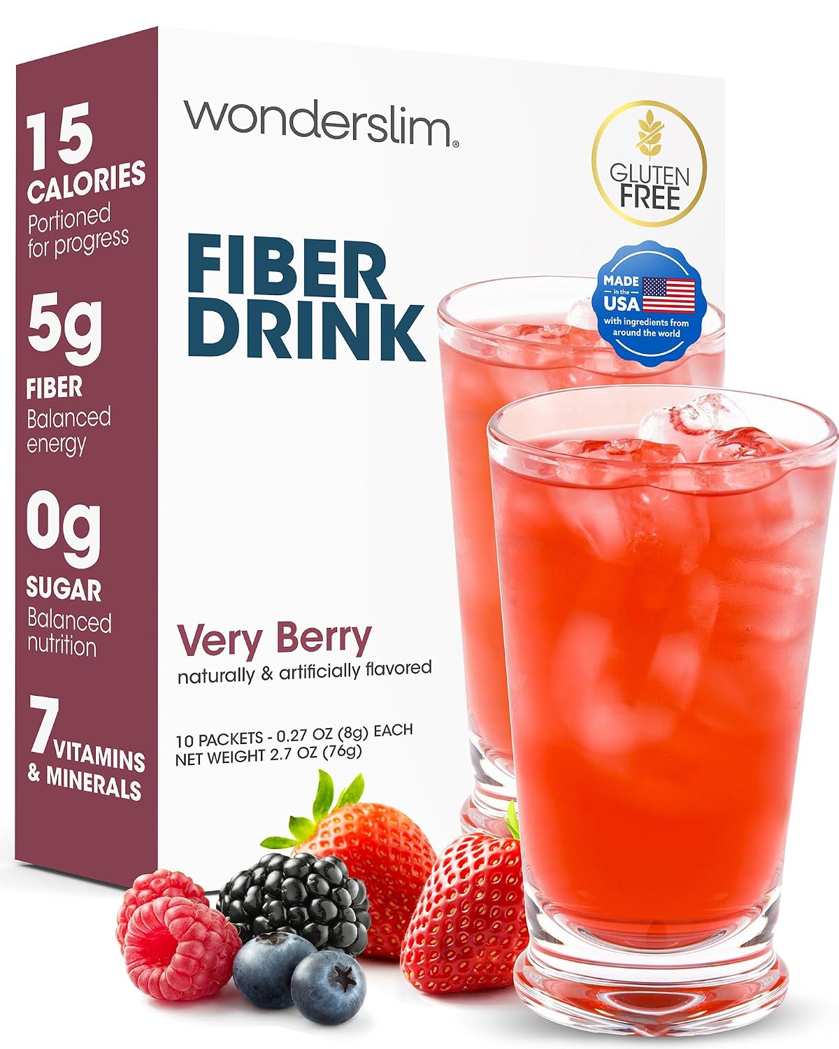 Wonderslim High Fiber Drink, 0 Sugar, 5g Fiber, 7 Vitamins & Minerals, 10ct