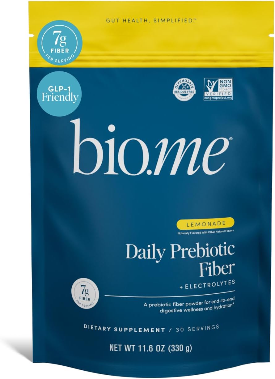 Bio.me Daily Prebiotic Fiber with Electrolytes – Lemonade, 30 Servings