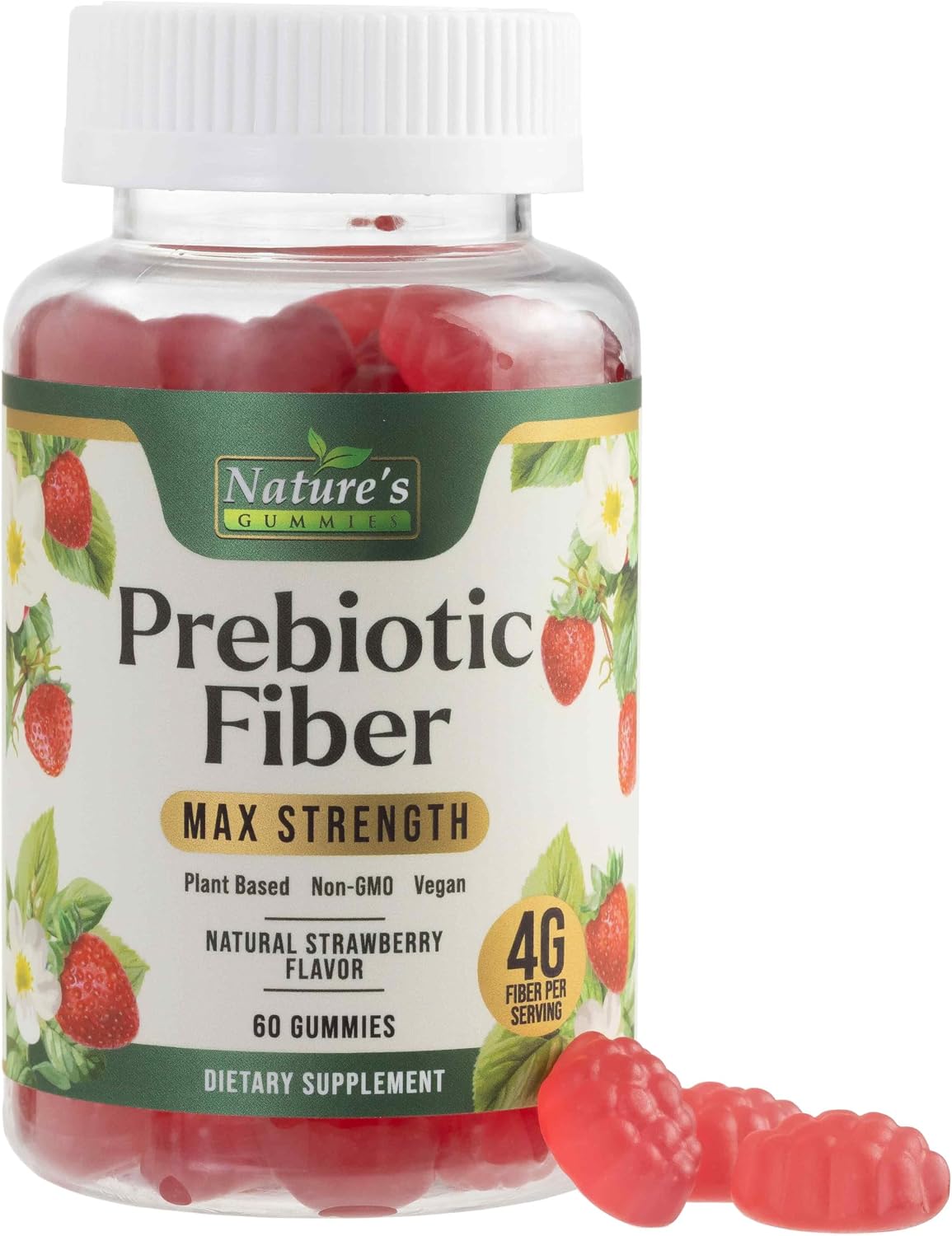 Prebiotic Fiber Gummies – 4g Dietary Fiber Per Serving – Extra Strength Daily Supplement