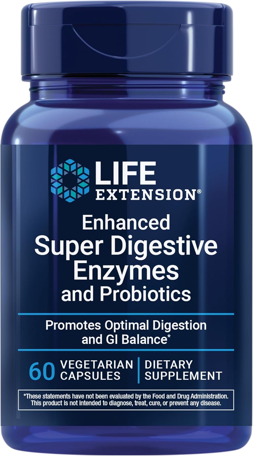 Life Extension Enhanced Super Digestive Enzymes and Probiotics, 60 Capsules