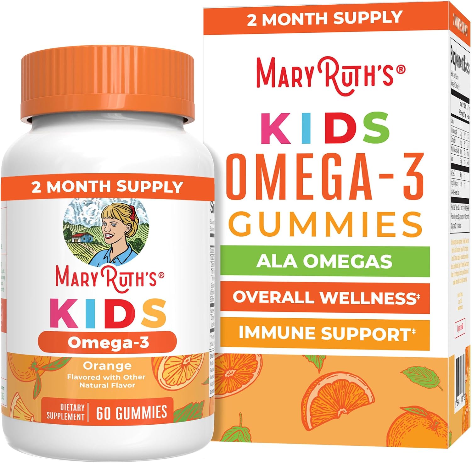 MARYRUTH’S Vegan Omega 3 Gummies for Kids, No Fish Taste, 2 Month Supply