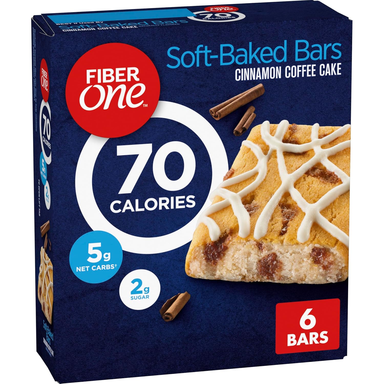 Fiber One 70 Calorie Cinnamon Coffee Cake Soft-Baked Bars, 6 Bars, 5.34 oz
