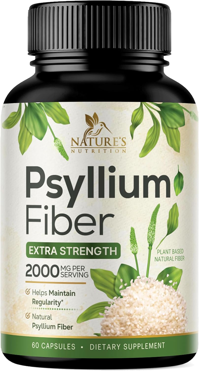 Psyllium Husk Powder 2000mg Supplement – Extra Strength Psyllium Fiber Powder – Natural Soluble